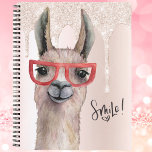 Funny Llama Girly Pink Glitzer Notizblock<br><div class="desc">Spaß und gürtliche Champagner rosa. Imitate Glitzer und funkeln mit einem niedlichen Lamm. Viel Spaß beim Schreiben,  Schreiben in einer Zeitschrift,  zeichn oder behalt von Schulvorlesungsnotizen mit diesem lustigen Aquarellama. Design vorne und hinten. Denk daran zu lächeln!</div>