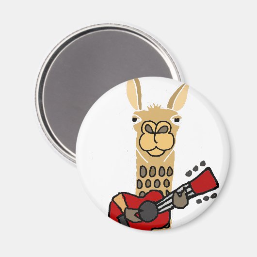 Funny Llama Gitarre spielen Magnet (Vorderseite/Rückseite)