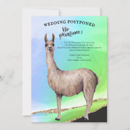 Funny Llama Glitzer Wasserfarbenhochzeit verschobe Einladung