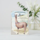 Funny Llama Hochzeit verschoben Datum ändern Postkarte (Stehend Vorderseite)