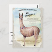 Funny Llama Hochzeit verschoben Datum ändern Postkarte (Vorne/Hinten)
