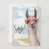 Funny Llama Hochzeit verschoben Datum Wasserfarbe Einladung (Rückseite)