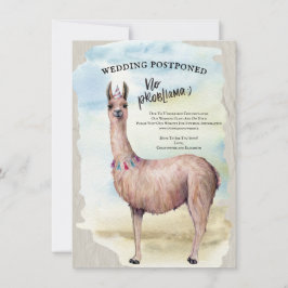 Funny Llama Hochzeit verschoben Datum Wasserfarbe Einladung