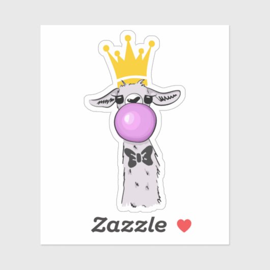 Funny Llama Illustration bläst eine rosa Blase Aufkleber (Blatt)