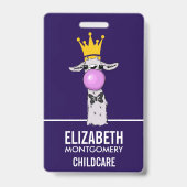 Funny Llama Illustration bläst eine rosa Blase Ausweis (Back)