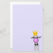 Funny Llama Illustration bläst eine rosa Blase Briefpapier (Vorne/Hinten)