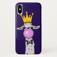 Funny Llama Illustration bläst eine rosa Blase