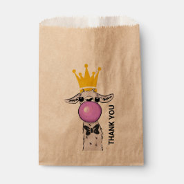 Funny Llama Illustration bläst eine rosa Blase Geschenktütchen