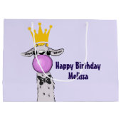 Funny Llama Illustration bläst eine rosa Blase Große Geschenktüte (Rückseite)
