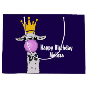 Funny Llama Illustration bläst eine rosa Blase Große Geschenktüte
