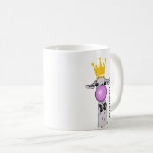 Funny Llama Illustration bläst eine rosa Blase Kaffeetasse (VorderseiteRechts)