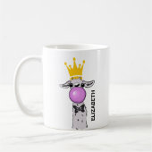 Funny Llama Illustration bläst eine rosa Blase Kaffeetasse (Links)