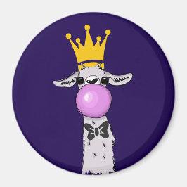 Funny Llama Illustration bläst eine rosa Blase Magnet