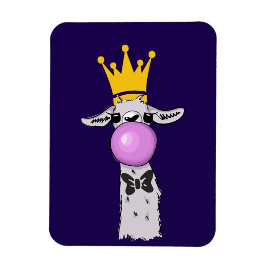 Funny Llama Illustration bläst eine rosa Blase Magnet (Vertikal)