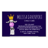 Funny Llama Illustration bläst eine rosa Blase Magnetische Visitenkarte (Vorderseite)