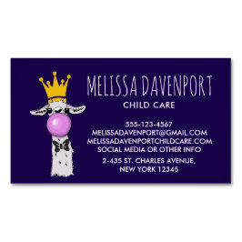 Funny Llama Illustration bläst eine rosa Blase Magnetische Visitenkarte