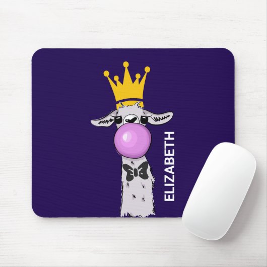 Funny Llama Illustration bläst eine rosa Blase Mousepad (Mit Mouse)