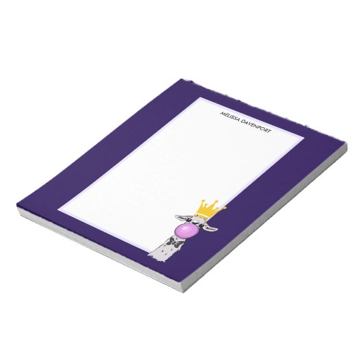 Funny Llama Illustration bläst eine rosa Blase Notizblock (Rotiert)