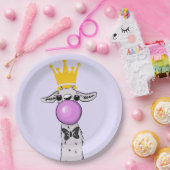 Funny Llama Illustration bläst eine rosa Blase Pappteller (Party)