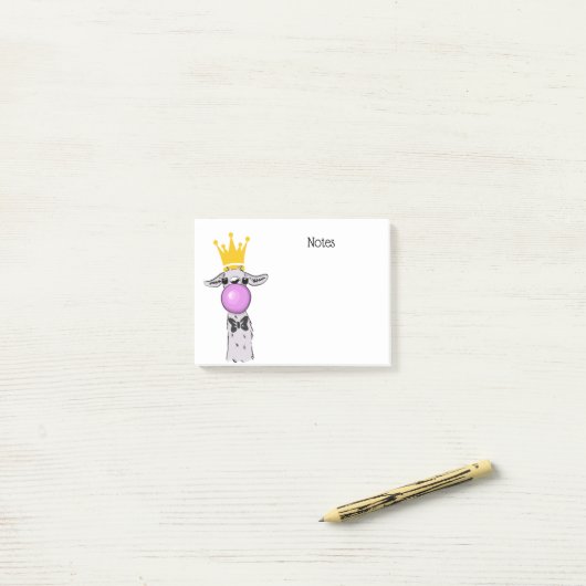 Funny Llama Illustration bläst eine rosa Blase Post-it Klebezettel (Auf Schreibtisch)
