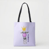 Funny Llama Illustration bläst eine rosa Blase Tasche (Vorderseite)