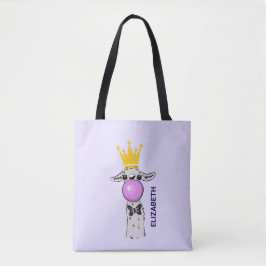 Funny Llama Illustration bläst eine rosa Blase Tasche