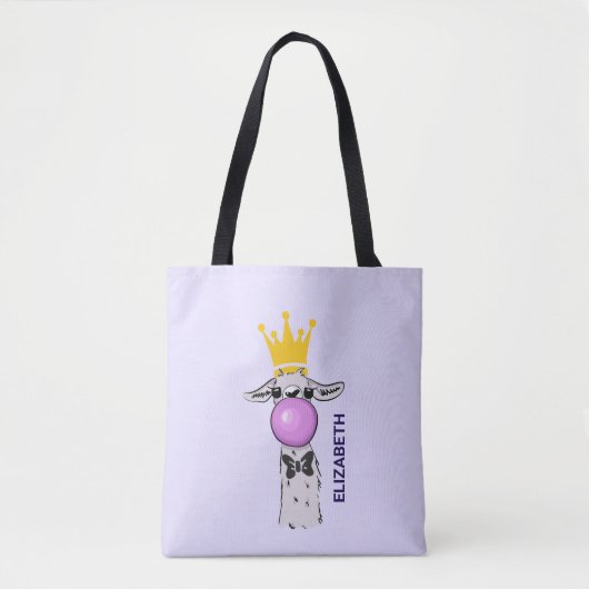 Funny Llama Illustration bläst eine rosa Blase Tasche (Vorderseite)