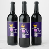 Funny Llama Illustration bläst eine rosa Blase Weinetikett (Flaschen)