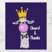 Funny Llama Illustration bläst eine rosa Blase Weinetikett (Einzelnes Label)