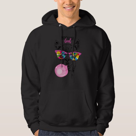 Funny Llama in a rainbow glasses, pink bubble gum  Hoodie (Vorderseite)