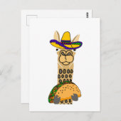 Funny Llama isst Taco Cartoon Postkarte (Vorne/Hinten)