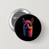 Funny Llama mit den Sungles farbenfroh ohne Drama Button (Vorne & Hinten)