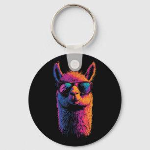 Funny Llama mit den Sungles farbenfroh ohne Drama Schlüsselanhänger