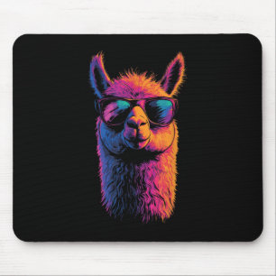 Funny Llama mit Sonnenbrille farbenfroh No Drama A Mousepad
