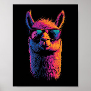 Funny Llama mit Sonnenbrille farbenfroh No Drama A Poster