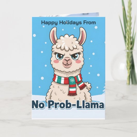 Funny Llama No Prob-Llama Photo Christmas Karte (Vorderseite)