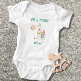 Funny Llama Party Crasher Baby Strampler