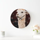 Funny Llama personalisiert Große Wanduhr (Zuhause)