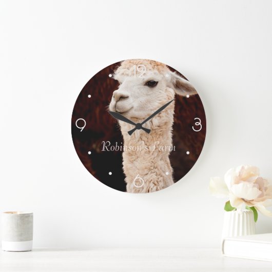 Funny Llama personalisiert Große Wanduhr (Zuhause)