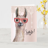 Funny Llama Pink Glitzer Vielen Dank Karte (Gelbe Blume)