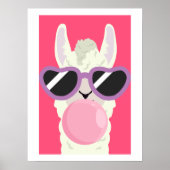Funny Llama Poster mit Bubblegum für Kinderzimmer (Vorne)