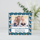 Funny Llama Pun Foto Feiertagskarte (Stehend Vorderseite)