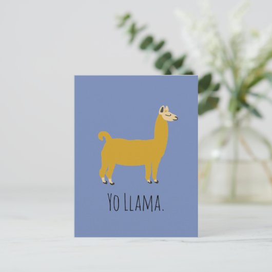 Funny Llama Pun Postcard Postkarte (Stehend Vorderseite)