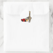 Funny Llama Pushing Rasenmäher Cartoon Runder Aufkleber (Tasche)