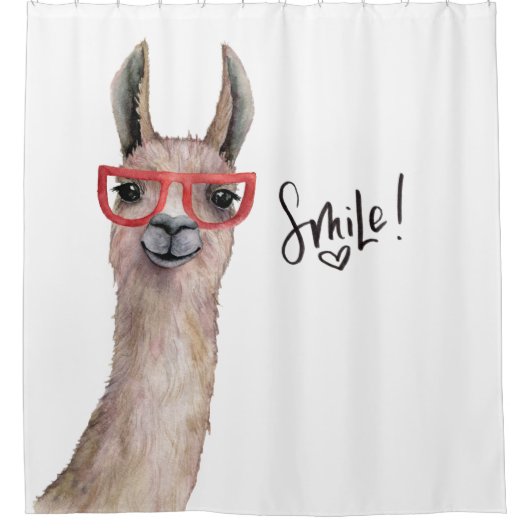 Funny Llama Smile Inspiration Duschvorhang (Vorderseite)