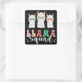 Funny Llama Squad Sonnenbrille Cool Llamas Groovy Quadratischer Aufkleber (Tasche)