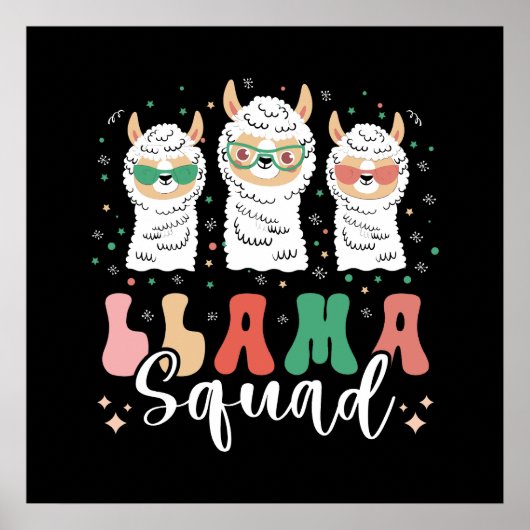 Funny Llama Squad Sonnenbrille Cool Llamas Retro Poster (Vorne)