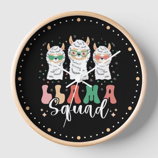 Funny Llama Squad Sonnenbrille Cool Llamas Retro Uhr (Vorderseite)