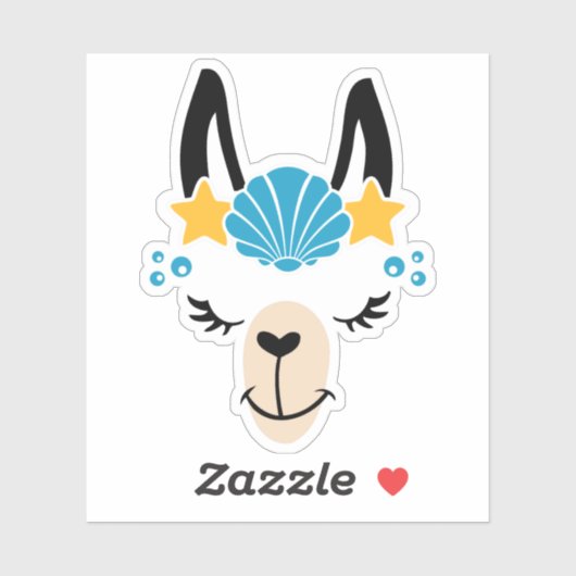 Funny Llama Summer Beach Sticker (Blatt)