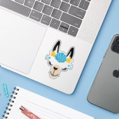 Funny Llama Summer Beach Sticker (Laptop mit iPhone)